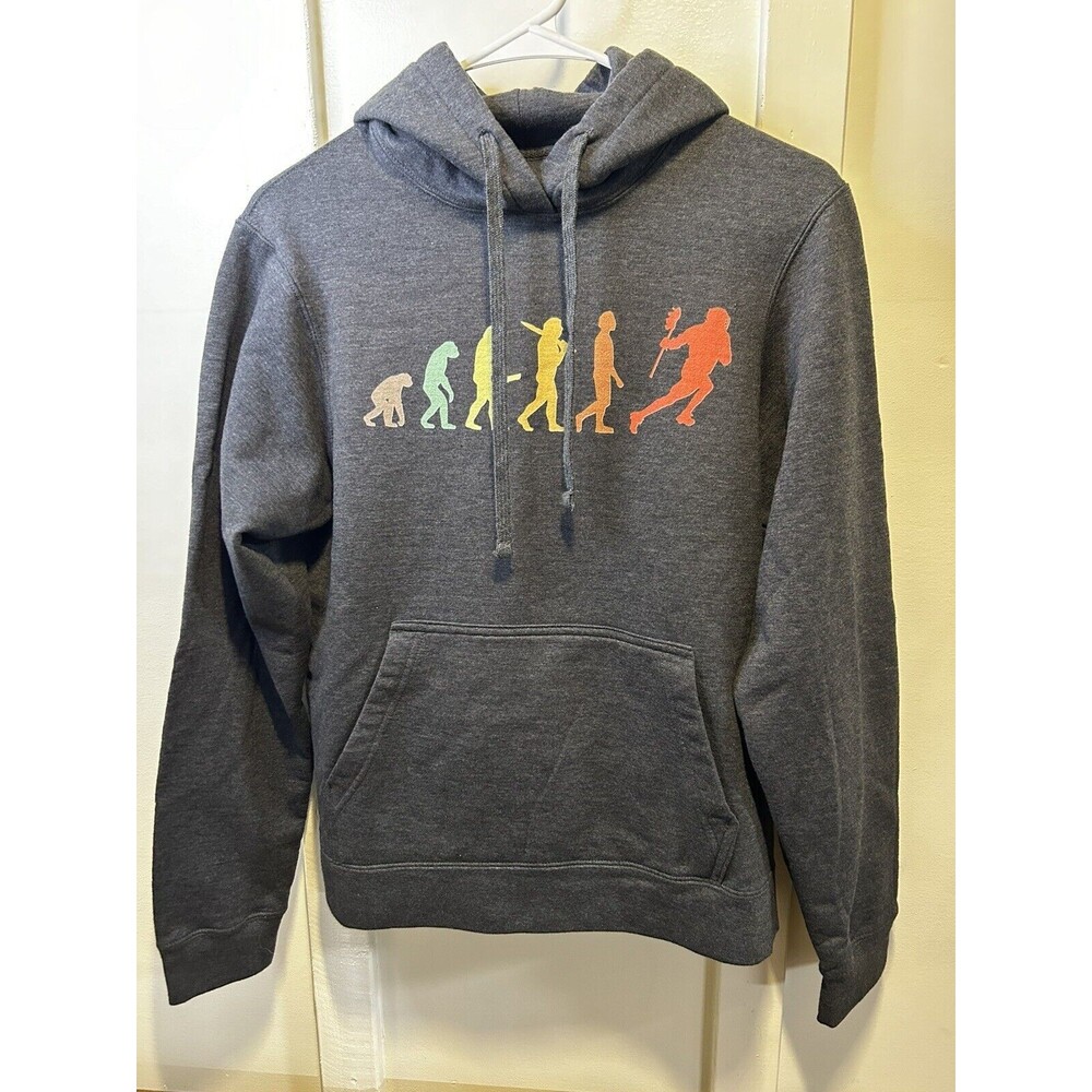 Retro Evolution Of Man Hoodie Adult large Lacrosse